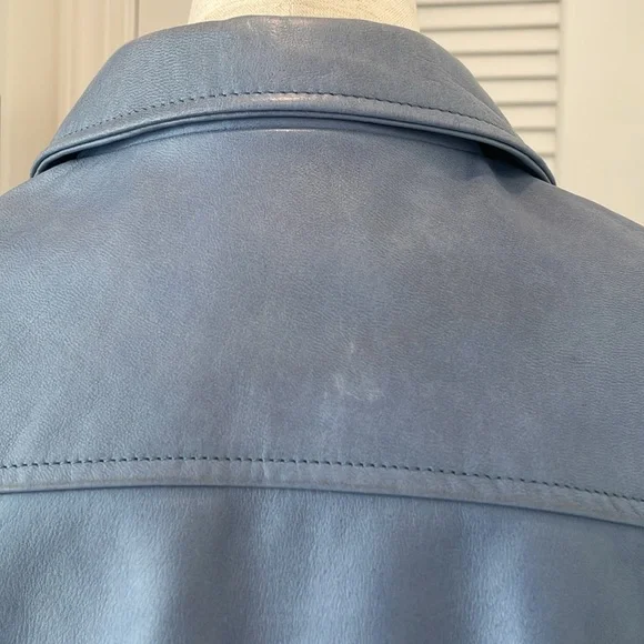 *RARE NWOT Hand Crafted The Mighty Company Blue Ribbed Leather Bomber Jacket XS